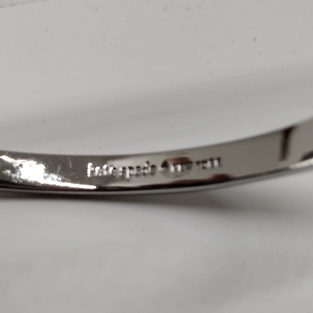 Kate Spade Ready Set Bow‎ Silvertone Crystal Bangle Bracelet